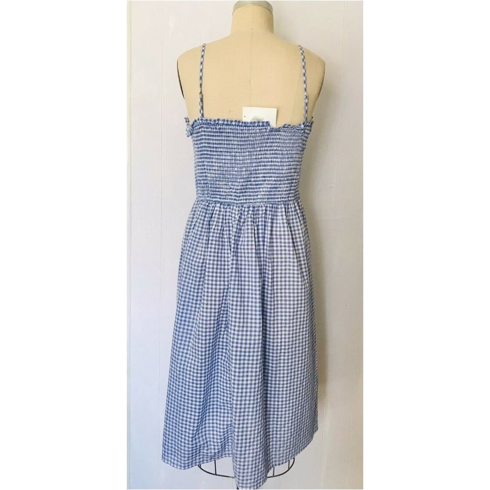 HOST PICK ❤️ H&M BLUE WHITE SMOCKED GINGHAM COTTON DRESS 18 NWT - Picture 5 of 13